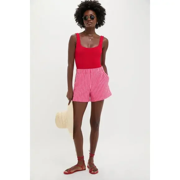 TUCKERNUCK Pink and Red Stripe Pique Wyatt Shorts Size XL NWT